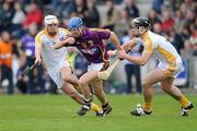 18 April 2010; Diarmuid Lyng, Wexford, in action against Johnny Campbell and Cormac Donnelly, Antrim. Allianz GAA Hurling National League, Division 2, Round 7, Wexford v Antrim, Wexford Park, Wexford. Picture credit: Matt Browne / SPORTSFILE