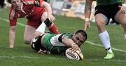 18 April 2010; George Naoupu, Connacht, scores a try against Munster. Celtic League, Connacht v Munster, Sportsground, Galway. Picture credit: Ray Ryan / SPORTSFILE