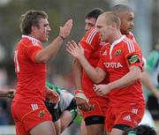 18 April 2010; Jeremy Manning and Paul Warwick, Munster, celebrate at the end of the match. Celtic League, Connacht v Munster, Sportsground, Galway. Picture credit: Ray Ryan / SPORTSFILE