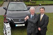 19 April 2010; At the launch of the Lexus Race to Mount Juliet Golf Tournament are Michael McCumiskey, Irish PGA Secretary, left, and Colin Donovan, General Manager of Mount Juliet Estate. The top 30 in the Irish PGA Order of Merit will qualify for the finale of the “Lexus Race to Mount Juliet in association with Ping” where they will play for a share of €50,000 in prize money over the weekend of October 15th/16th. Mount Juliet Golf Club, Thomastown, Co. Kilkenny. Picture credit: Brian Lawless / SPORTSFILE