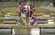 19 April 2010; At a captain's day photocall ahead of the 2010 National Camogie League Division 1 and 2 Finals, Division 1 captains Una Leacy, back left, Wexford, and Anne Dalton, Kilkenny with Joan O'Flynn, President, Cumann Camogaiochta na nGael and Division 2 captains Michaela Morkan, front left, Offaly, and Ciara O'Connor, Wexford. Both finals take place in Semple Stadium, Thurles, on Saturday next, 24th April, with the Division 2 Final at 2pm and the Division 1 Final at 4pm. Maldron Hotel, Grand Canal, Dublin. Picture credit: Brendan Moran / SPORTSFILE