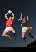 20 April 2010; At the launch of the 2010 ESB GAA Minor Championships are the current Armagh captain Pete Carraghar and the current Galway hurling captain Daithi Burke. ESB, in partnership with the GAA, will be delivering a players' sustainability programme, focused specifically on the needs of minor players throughout the championships. Croke Park, Dublin. Picture credit: Stephen McCarthy / SPORTSFILE