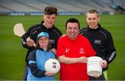 14 April 2016; At the announcement to mark the new partnership between the GPA and Special Olympics Ireland to promote National Collection Day on April 22nd, are, from left, Wexford hurler Conor McDonald, Sheera Delaney, from Sutton, Co. Dublin, Dean Gallagher, Sunbeam House Services, Bray, Co. Wicklow, and Kerry footballer Peter Crowley. Croke Park, Dublin. Picture credit: Brendan Moran / SPORTSFILE