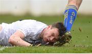 3 April 2016; Fionn Dowling, Kildare, comes into contact with the boot of Clare goalkeeper Joe Hayes. Allianz Football League, Division 3, Round 7, Kildare v Clare. St Conleth's Park, Newbridge, Co. Kildare. Picture credit: Stephen McCarthy / SPORTSFILE