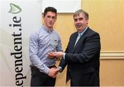 11 April 2016; Darragh O'Donovan of Mary I, from Limerick, is presented with his Independent.ie Hurling Rising Star award by Gerry Tully, Chairman of Comhairle Ardoideachais. Independent.ie Hurling Rising Stars Awards. Mary Immaculate College, Limerick. Picture credit: Diarmuid Greene / SPORTSFILE