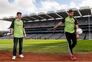 12 April 2016; TV star Moone Boy, David Rawle, joined a host of GAA stars today at Croke Park to launch Kellogg’s GAA Cúl Camps 2016. The summer camps attract over 100,000 children and are hosted in more than 1,000 locations nationwide. Costing just Ä55 for a full week of fun, coaching and a free kit, Kellogg’s is on a mission for the promotion of nutrition coupled with physical activity. Sign up for Kellogg’s GAA Cúl Camps at www.kelloggsculcamps.gaa.ie. Pictured are TV star David Rawle and Mayo footballer Aidan O'Shea. Croke Park, Dublin. Picture credit: Ramsey Cardy / SPORTSFILE
