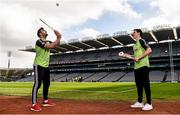 12 April 2016; TV star Moone Boy, David Rawle, joined a host of GAA stars today at Croke Park to launch Kellogg’s GAA Cúl Camps 2016. The summer camps attract over 100,000 children and are hosted in more than 1,000 locations nationwide. Costing just Ä55 for a full week of fun, coaching and a free kit, Kellogg’s is on a mission for the promotion of nutrition coupled with physical activity. Sign up for Kellogg’s GAA Cúl Camps at www.kelloggsculcamps.gaa.ie. Pictured are Mayo footballer Aidan O'Shea, left, and Kilkenny hurler TJ Reid. Croke Park, Dublin. Picture credit: Ramsey Cardy / SPORTSFILE