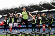 12 April 2016; TV star Moone Boy, David Rawle, joined a host of GAA stars today at Croke Park to launch Kellogg’s GAA Cúl Camps 2016. The summer camps attract over 100,000 children and are hosted in more than 1,000 locations nationwide. Costing just Ä55 for a full week of fun, coaching and a free kit, Kellogg’s is on a mission for the promotion of nutrition coupled with physical activity. Sign up for Kellogg’s GAA Cúl Camps at www.kelloggsculcamps.gaa.ie. Pictured is Mayo footballer Aidan O'Shea with children from Gaelscoil Cholaiste Mhuire. Croke Park, Dublin. Picture credit: Ramsey Cardy / SPORTSFILE