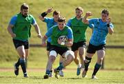 12 April 2016; Munster's Conor Oliver, supported by team-mates Duncan Casey and David Johnston, in action against Cathal Sheridan, left, and Ronan O'Mahony during squad training. University of Limerick, Limerick. Picture credit: Diarmuid Greene / SPORTSFILE