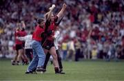 15 September 1991; DJ O'Kane, Down, celebrates at the end of the game. All Ireland Football Final, Down v Meath, Croke Park, Dublin. Picture credit; Ray McManus / SPORTSFILE
