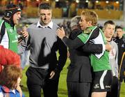 21 April 2010; Gavin Duffy, Connacht, is congratulated after beating Leinster. Celtic League, Connacht v Leinster, Sportsground, Galway. Picture credit: Ray Ryan / SPORTSFILE