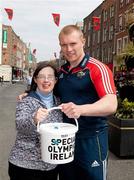 23 April 2010; Special Olympics Ireland All-Ireland Collection Day took place all across Ireland today. Munster rugby star Keith Earls and Emily Hurley, 'Face of the Games', were out in O'Connell Street, Limerick, to show their support for Special Olympics Ireland. This is the biggest annual fundraising event in aid of Special Olympics Ireland and thousands of volunteers took to the streets to help raise much needed funds. Fire Brigade, Debenhams, Limerick. Picture credit: Kieran Clancy / SPORTSFILE