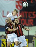 23 April 2010; Tom Miller, Dundalk, in action against Paul Keegan and Stephen Gray, right, Bohemians. Airtricity League Premier Division, Dundalk v Bohemians, Oriel Park, Dundalk, Co. Louth. Photo by Sportsfile