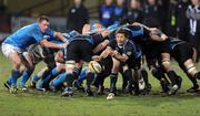 23 April 2010; Glasgow scrum half Chris Cusiter clears the ball from the base of a scrum as Rhys Ruddock, Leinster, looks on. Celtic League, Glasgow Warriors v Leinster, Firhill Arena, Glasgow, Scotland. Picture credit: Dave Gibson / SPORTSFILE