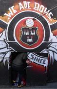 15 April 2016; A member of Bohemians staff in preperation before the start of the game. SSE Airtricity League, Premier Division, Bohemians v Shamrock Rovers. Dalymount Park, Dublin. Picture credit: David Maher / SPORTSFILE