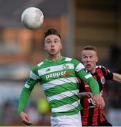 15 April 2016; Michael Drennan, Shamrock Rovers in action against Lorcan Fitzgerald, Bohemians. SSE Airtricity League, Premier Division, Bohemians v Shamrock Rovers. Dalymount Park, Dublin. Picture credit: David Maher / SPORTSFILE