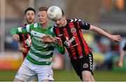 15 April 2016; Dan Byrne, Bohemians in action against Gary Shaw, Shamrock Rovers. SSE Airtricity League, Premier Division, Bohemians v Shamrock Rovers. Dalymount Park, Dublin. Picture credit: David Maher / SPORTSFILE