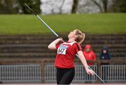 15 April 2016; Eleanor Hoey, IT Carlow, competes in the women's javelin event. Irish Universities Athletic Association Track & Field Championships 2016, Day 1. Morton Stadium, Santry, Co. Dublin. Picture credit: Cody Glenn / SPORTSFILE