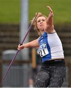 15 April 2016; Patricia Curtin, Waterford IT, competes in the women's javelin event. Irish Universities Athletic Association Track & Field Championships 2016, Day 1. Morton Stadium, Santry, Co. Dublin. Picture credit: Cody Glenn / SPORTSFILE