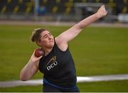 15 April 2016; Sophie Parkinson Brown, DCU, competes in the women's shot putt event. Irish Universities Athletic Association Track & Field Championships 2016, Day 1. Morton Stadium, Santry, Co. Dublin. Picture credit: Cody Glenn / SPORTSFILE