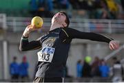 15 April 2016; Brian Flynn, DCU, competes in the men's shot putt event. Irish Universities Athletic Association Track & Field Championships 2016, Day 1. Morton Stadium, Santry, Co. Dublin. Picture credit: Cody Glenn / SPORTSFILE