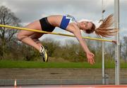 15 April 2016; Amy McTeggart, Athlone IT, competes in the women's high jump event. Irish Universities Athletic Association Track & Field Championships 2016, Day 1. Morton Stadium, Santry, Co. Dublin. Picture credit: Cody Glenn / SPORTSFILE