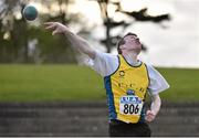 15 April 2016; Diarmuid Hickey, UCD, competes in the men's shot putt event. Irish Universities Athletic Association Track & Field Championships 2016, Day 1. Morton Stadium, Santry, Co. Dublin. Picture credit: Cody Glenn / SPORTSFILE
