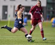 16 April 2016; Hannah Ward, Ulster University, in action against Jennifer Byrne, NUI Galway. WSCAI Intervarsities Shield Final, Ulster University v NUI Galway. Athlone I.T., Athlone.  Picture credit: David Maher / SPORTSFILE