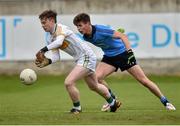 16 April 2016; Kevin Callaghan, Dublin, in action against Offaly goalkeeper Barry Rohan. Electric Ireland Leinster GAA Football Minor Championship First Round, Dublin v Offaly. Parnell Park, Dublin.  Picture credit: Cody Glenn / SPORTSFILE