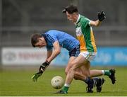 16 April 2016; James Madden, Dublin, in action against Dan Molloy, Offaly. Electric Ireland Leinster GAA Football Minor Championship First Round, Dublin v Offaly. Parnell Park, Dublin.  Picture credit: Cody Glenn / SPORTSFILE