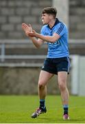 16 April 2016; Conor Hynes, Dublin, celebrates a team-mate's point scored. Electric Ireland Leinster GAA Football Minor Championship First Round, Dublin v Offaly. Parnell Park, Dublin.  Picture credit: Cody Glenn / SPORTSFILE