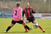 16 April 2016; Clare Kinsella, IT Carlow, in action against Stacey Muldowney, IT Sligo. WSCAI Intervarsities Cup Final, IT Carlow v IT Sligo. Athlone I.T., Athlone.  Picture credit: David Maher / SPORTSFILE