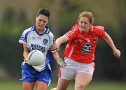 24 April 2010; Rachel McKenna, Monaghan, in action against Anne Marie Walsh, Cork. Bord Gais Energy Ladies National Football League Division 1 Semi-Final, Cork v Monaghan, St Rynaghs GAA, Banagher, Co Offaly. Picture credit: David Maher / SPORTSFILE