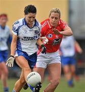24 April 2010; Rachel McKenna, Monaghan, in action against Brid Stack, Cork. Bord Gais Energy Ladies National Football League Division 1 Semi-Final, Cork v Monaghan, St Rynaghs GAA, Banagher, Co Offaly. Picture credit: David Maher / SPORTSFILE