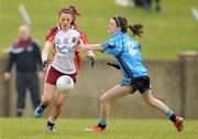 24 April 2010; Claire O'Callaghan, St Paul's, in action against Ruth Carry, Eureka SS. Tesco All-Ireland Junior B Post Primary Schools Final, Eureka SS, Kells v St Paul’s, Bessbook, Armagh, Gaelic Grounds, Drogheda, Co. Louth. Photo by Sportsfile