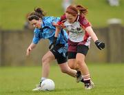 24 April 2010; Ann Marie Ward, St Paul's, in action against Megan O'Brien, Eureka SS. Tesco All-Ireland Junior B Post Primary Schools Final, Eureka SS, Kells v St Paul’s, Bessbook, Armagh, Gaelic Grounds, Drogheda, Co. Louth. Photo by Sportsfile