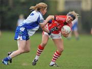 24 April 2010; Valerie Mulcahy, Cork, in action against Yvonne Connell, Monaghan. Bord Gais Energy Ladies National Football League Division 1 Semi-Final, Cork v Monaghan, St Rynaghs GAA, Banagher, Co Offaly. Picture credit: David Maher / SPORTSFILE