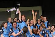 24 April 2010; St Patrick’s Academy captain Faoiltiarna Keenan and her team-mates celebrate with the cup. Tesco All-Ireland Junior A Post Primary Schools Final, St Patrick’s Academy, Dungannon v St Leo’s, Carlow, Gaelic Grounds, Drogheda, Co. Louth. Photo by Sportsfile