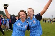 24 April 2010; Aine Swail, left, and Orla Mallon, St Patrick’s Academy, celebrate at the end of the game. Tesco All-Ireland Junior A Post Primary Schools Final, St Patrick’s Academy, Dungannon v St Leo’s, Carlow, Gaelic Grounds, Drogheda, Co. Louth. Photo by Sportsfile