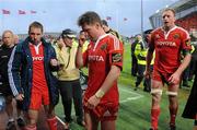 24 April 2010; Munster's Ronan O'Gara shows his disappointment as he leaves the pitch after the game. Celtic League, Munster v Ospreys, Thomond Park, Limerick. Picture credit: Diarmuid Greene / SPORTSFILE