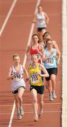 24 April 2010; Carolyn Hayes, Trinity College Dublin, 598, and Fiona Clinton, UCD, 723, lead the chasing group during the women's 3000m event. Irish Universities Track and Field Championships, Morton Stadium, Santry, Dublin. Picture credit: Stephen McCarthy / SPORTSFILE