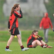 24 April 2010; A disappointed Suzy Kennedy, Scoil Mhuire, at the end of the game. Tesco All-Ireland Junior C Post Primary Schools Final, Colaiste Choilim, Ballincollig, Cork v Scoil Mhuire, Trim, Meath, St Rynaghs GAA, Banagher, Co Offaly. Picture credit: David Maher / SPORTSFILE