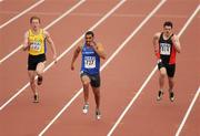 24 April 2010; Darragh Graham, UL, 272, on his way to winning the men's 200m final, in a time of 21.97, with fifth place Patrick Phelan, UCD, 686, and sixth place David Hynes, Guest, 814. Irish Universities Track and Field Championships, Morton Stadium, Santry, Dublin. Picture credit: Stephen McCarthy / SPORTSFILE
