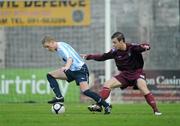 24 April 2010; Mikey Gilmore, Salthill Devon, in action against Kenny Farrell, Mervue United. Airtricity League First Division, Mervue United v Salthill Devon, Terryland Park, Galway. Picture credit: Ray McManus / SPORTSFILE