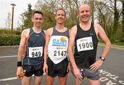 24 April 2010; Paul Fleming, centre, winner of the BHAA / K Club 10km Road Race with second place Paul O'Connell, right, and third place, Declan Power. K Club, Straffan, Co. Kildare. Picture credit: David Maher / SPORTSFILE