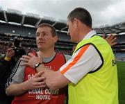 25 April 2010; Armagh manager Paddy O'Rourke, right, commiserates the Down manager, James McCartan, after the game. Allianz GAA Football National League Division 2 Final, Down v Armagh, Croke Park, Dublin. Photo by Sportsfile