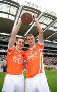 25 April 2010; Armagh's Charlie Vernon, left, and Gareth Swift celebrate with the cup. Allianz GAA Football National League Division 2 Final, Down v Armagh, Croke Park, Dublin. Photo by Sportsfile