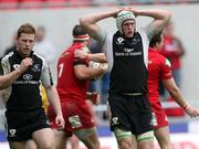 25 April 2010; A dejected Liam Bibo, left, and Eoin McKeown, Connacht, after Scarlets scored another try. Celtic League, Scarlets v Connacht, Parc y Scarlets, Llanelli, Wales. Picture credit: Steve Pope / SPORTSFILE