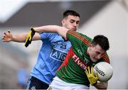 16 April 2016; Liam Irwin, Mayo, in action against Michael Deegan, Dublin. Eirgrid GAA Football Under 21 All-Ireland Championship semi-final, Dublin v Mayo. O'Connor Park, Tullamore, Co. Offaly.  Picture credit: Sam Barnes / SPORTSFILE