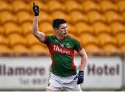 16 April 2016; Conor Loftus, Mayo, celebrates after kicking the winning point in the final moments of the game. Eirgrid GAA Football Under 21 All-Ireland Championship semi-final, Dublin v Mayo. O'Connor Park, Tullamore, Co. Offaly.  Picture credit: Brendan Moran / SPORTSFILE